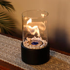10.5" H Portable Tabletop Round Fireplace(Black)-0
