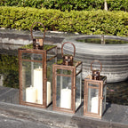 Set of 3 Stainless Steel Lantern  (12/15/19'') -Rose Gold-4