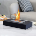 Square Tabletop Fire Bowl Pot with Two-Sided Glass-0
