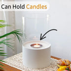 11.4"H  Round Portable Tabletop Fireplace(white)-3