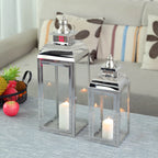 20.5"&15" High Stainless Steel Decorative Candle Lanterns ( Set of 2 )-1