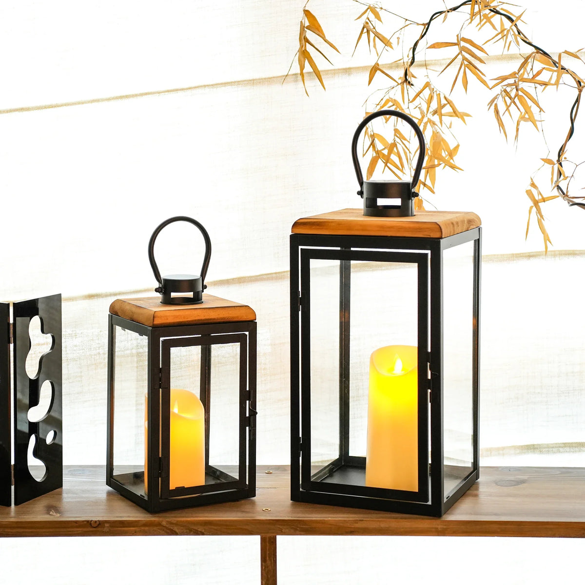 Set of 2 16'' & 11'' High Decorative Candle Lanterns-0