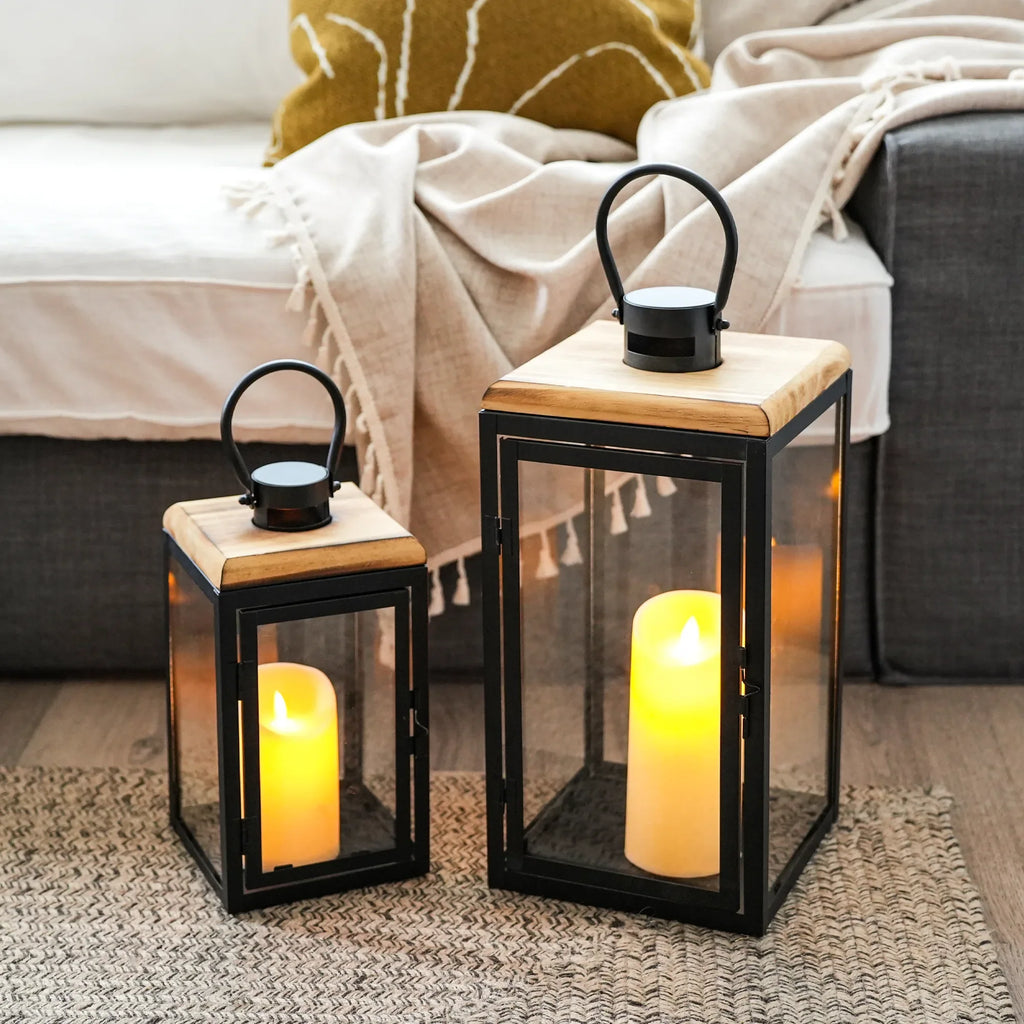 Set of 2 16'' & 11'' High Decorative Candle Lanterns-1