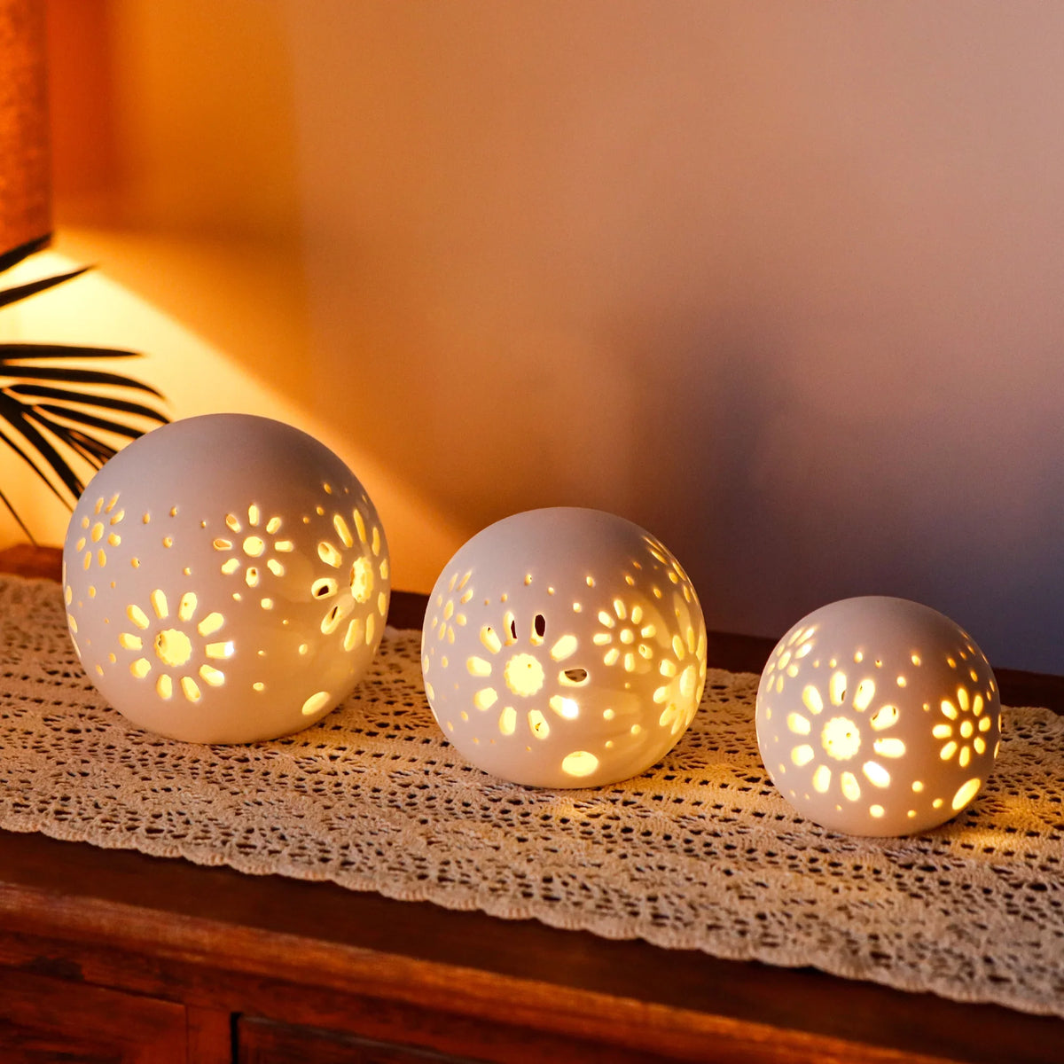 Set of 3 Ceramic Decorative Lamps 5" H-3