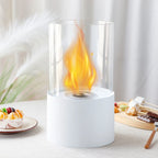 11.4"H  Round Portable Tabletop Fireplace(white)-1