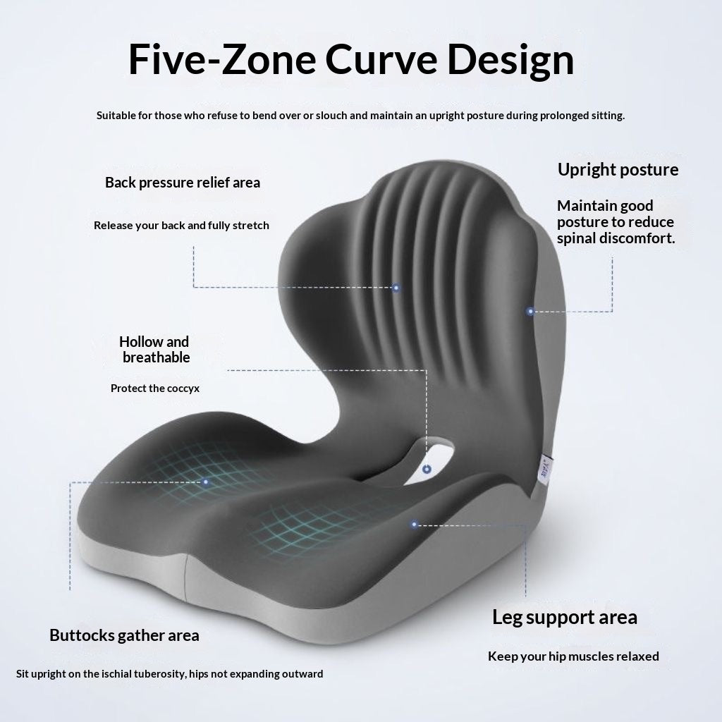 Ergonomic seat cushion five-zone support design