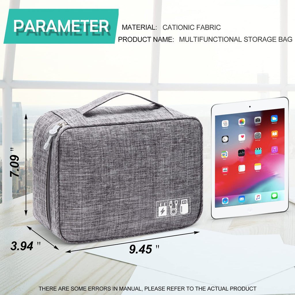 Gray structured travel electronics organizer case