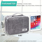 Gray structured travel electronics organizer case