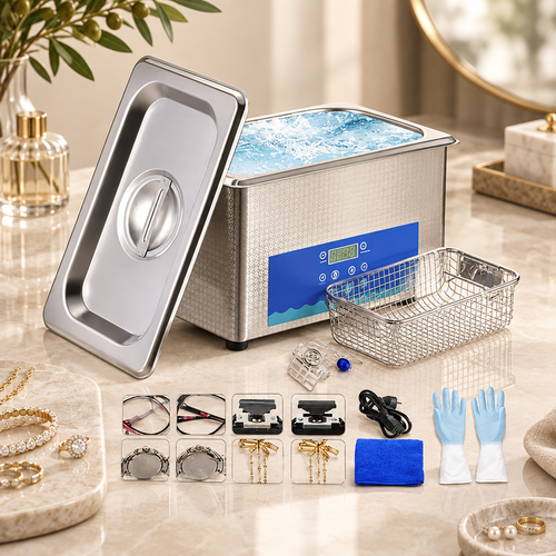 1L Ultrasonic Jewelry Cleaner in a premium Valeroni lifestyle setting