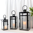  Set of 3 Stainless Steel Lantern (12/15/19'') -Black-4
